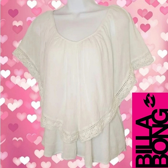 2/$20 Billabong White Flowy Tunic Top